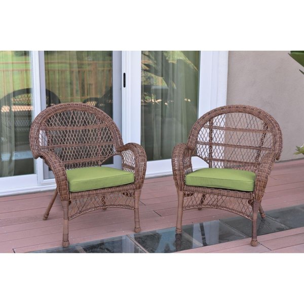 Propation W00210-C-2-FS029 Santa Maria Honey Wicker Chair with Green Cushion PR1363953